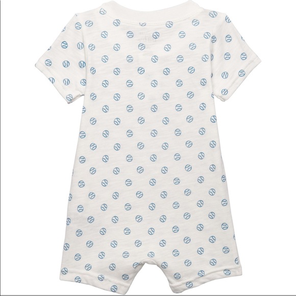 Rae Dunn Set of Two Rompers “Daddy’s Rookie” and baseball print romper bundle - Picture 3 of 4